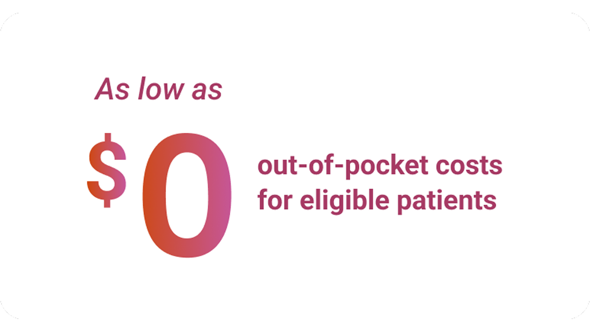 As low as $0 out-of-pocket costs for eligible patients